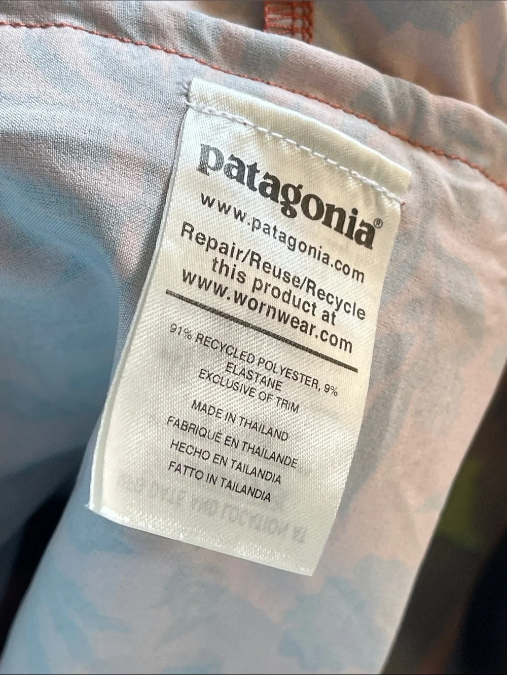 Patagonia Orange Floral Board Shorts with gray Waistband Mens size 40